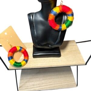 Wool, Handcrafted, Colorful Hoop Earrings. New.
